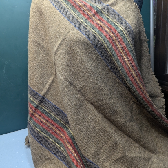 Merona Tan Scarf with Red and Blue Stripes - Picture 1 of 4